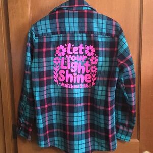 90’s Vintage Flannel Hot Pink Christian